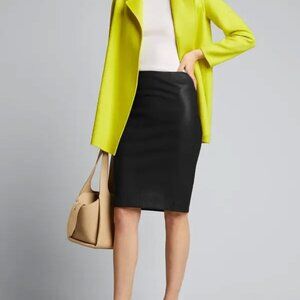 Theory Black Bristol Leather Pencil Skirt